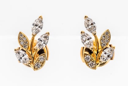 Tiffany & Co Victoria Diamond Vine Earrings 18k Rose Gold