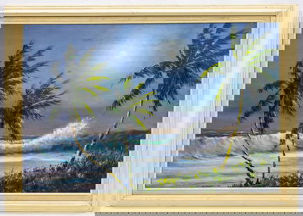 Unknow Artist, Florida Highwaymen ? O/B Painting: Artist, Year, Title: Unknow Artist Florida Highwaymen O/B PaintingOrigin: Florida, USA.Medium: Oil on BoardDimensions: With frame 29"x40.5" | Without frame 24"x36"Weight: 5.4lbProvenance: From