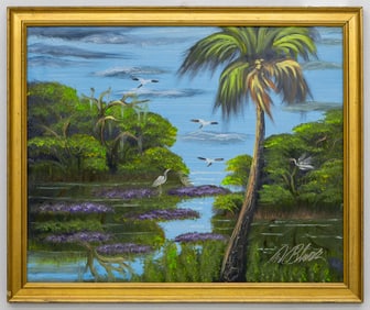 Al Black Florida Highwaymen O/B Painting Calm Waters