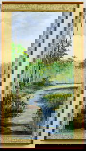 Daniel Butler Florida Highwaymen A/C Painting: Description:Daniel Butler (b.1965), Florida Artist, Second Generation HighwaymenMedium: Acrylic On CanvasA vibrant acrylic painting on canvas by Florida artist Daniel Butler, created in 2023.