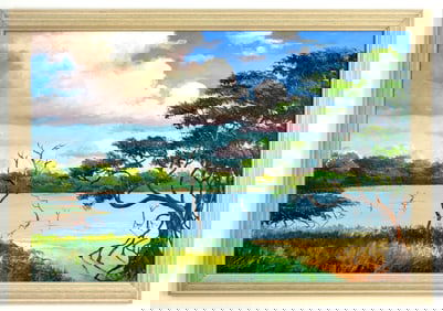 Gibson James 1938-2017 Florida Highwaymen O/B Painting
