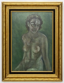 Unknown, Green Nude Woman Painting O/B