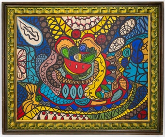 Amelia Pelaez Abstract Oil on Board Painting