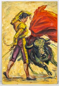 Possibly Haydee Scull Cuban Folk Art O/C Painting, Torres
