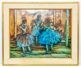 Donald Roy Purdy (American 1924) O/M Painting, Balerines