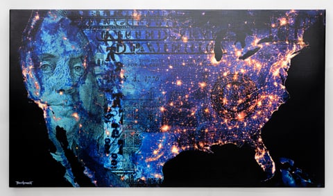 Josh Lilly Print on Canvas TRAN$PARENT, Money Never Sleeps, 2020