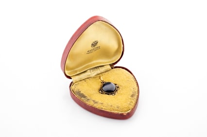 Russian Art Nouveau 14K Gold Pendant Star Sapphire & Diamonds