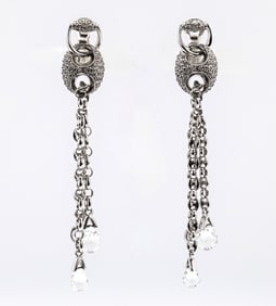 Gucci Horsebit Diamond Earrings 18K White Gold