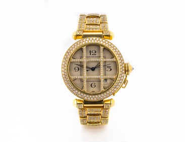 Cartier Pasha 1017 18K Yellow Gold Diamond Watch