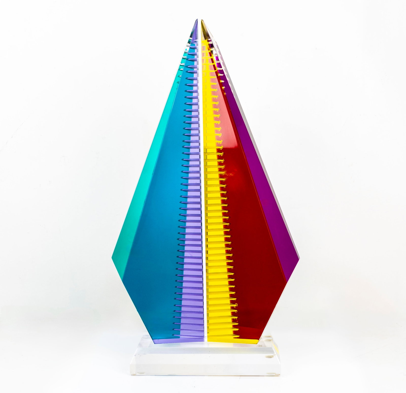 Shlomi Haziza, Pyrimid style lucite sculpture "Twin Towers": Artist, Year, Title: Shlomi Haziza, Pyrimid style lucite sculpture Origin: Israel, USA Medium: Acrylic Dimensions: