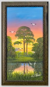 Al Black Florida Highwaymen Oil on Board Painting