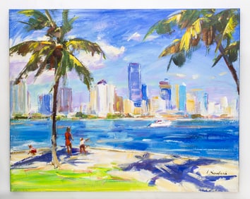 Igor Korotash (Ukraine-American, b. 1957), Winter in Miami, Oil on Canvas Painting