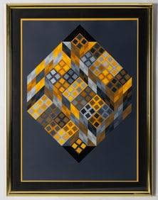Victor Vasarely Framed Limited Edition Serigraph. Numbered and Signed