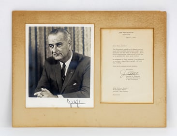 Lyndon B. Johnson, 1965, Signed Portrait Photograph with letter