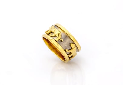 Two-Tone Gold Band Ring Motif Panthers
