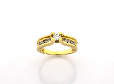 14K Yellow Gold Diamond Split-Shank Ring tw 0.48 ct