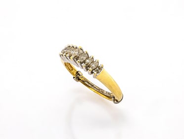14K Yellow Gold Seven-Stone Diamond Anniversary Band Ring tw 0.50 ct