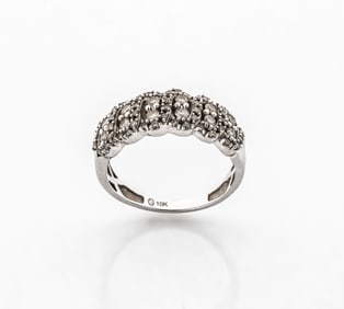 10K White Gold Diamond Cluster Band Ring tw 0.20 ct