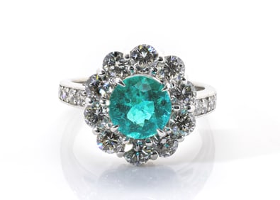 GIA 1.64 ct Brazilian Paraiba Tourmaline Platinum Ring. Certificate Included