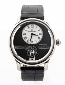 Jaquet Droz La Chaux-De-Fonds Tourbillon Watch 43mm White Gold Black Dial Ref. J023034201