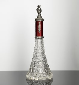 Russian Silver Enameled Diamond Perfume Bottle