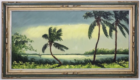 Sam Newton (American, b. 1948) Florida Highwaymen Artist, Oil on Upson Board Painting