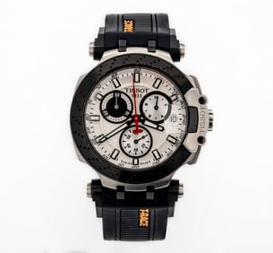Tissot T-Race T115417A Chrono White Dial Black Silicone Strap Men's Watch