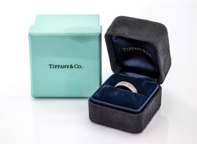 Tiffany & Co.18K White Gold Five-row Pave Diamond Band Ring, Metro Collection