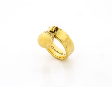 Tiffany & Co. HardWear Hinged Ball Charm Ring 18K Yellow Gold