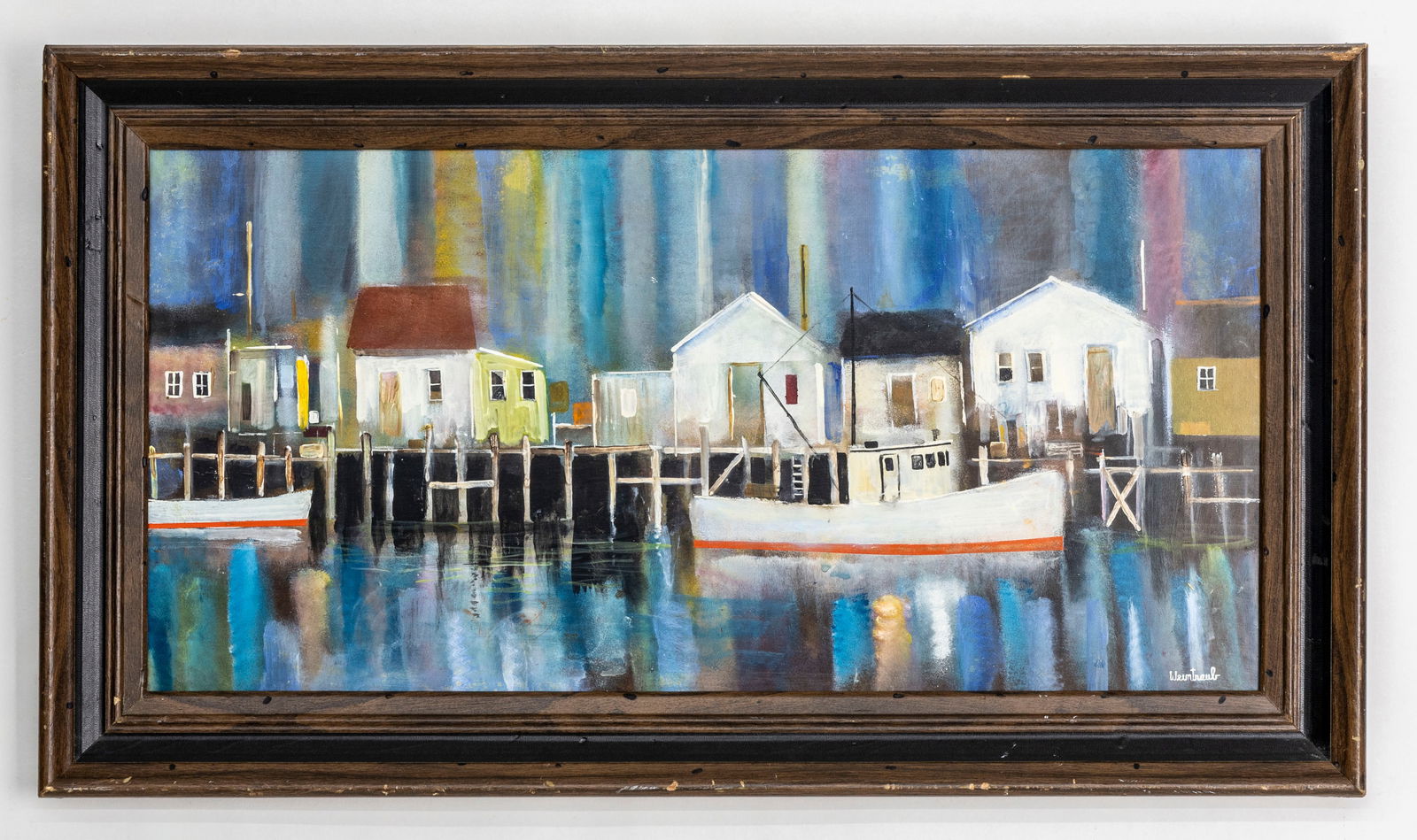 【中古】M▽W.JONES 油絵 漁港 船 海 港 (37866) 中古】M▽W.JONES 油絵 漁港 船 海 港 (37866) W. Jones