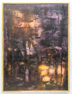 Mubin Orhon (Turkish/French, 1924-1981) Abstract Expressionist Composition, Oil on Canvas Painting: Title: Abstract Expressionist Composition – Mubin Orhon (Turkish/French, 1924–1981) Description: An atmospheric and emotionally charged oil on canvas by Mübin Orhon, a central figure in post-war