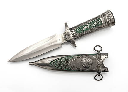 Defender 8200 Medieval-Style Dagger with Double-Headed Eagle Medallions and Sheath, Stainless Steel: Title: Defender 8200 Medieval-Style Dagger with Double-Headed Eagle Medallions and Sheath – Stainless Steel BladeDescription: A striking and collectible Defender 8200 model dagger
