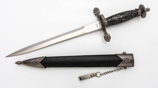 Fantasy-Style Medieval Dagger with Skull Etched Handle, Chain Loop, Embossed Sheath HK014942-4: Title: Fantasy-Style Medieval Dagger with Skull Etched Handle, Chain Loop, and Embossed Sheath – HK014942-4Description: A dramatic and gothic-inspired fantasy dagger featuring a polish