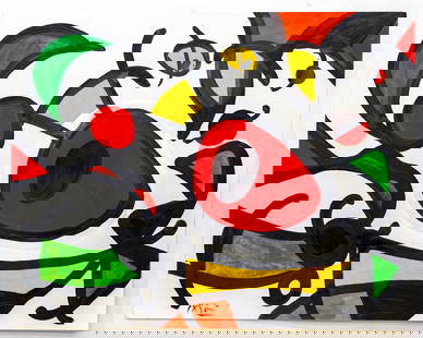 Joan Miro (Spanish, 1893-1983) Abstract Composition, Gouache on paper: Artist, Title: Joan Miro (Spanish, 1893–1983), Abstract Composition Medium: Gouache on paper Signature: Signed lower left: "Miro" Dimensions: 22 x 28 in (55.9 x
