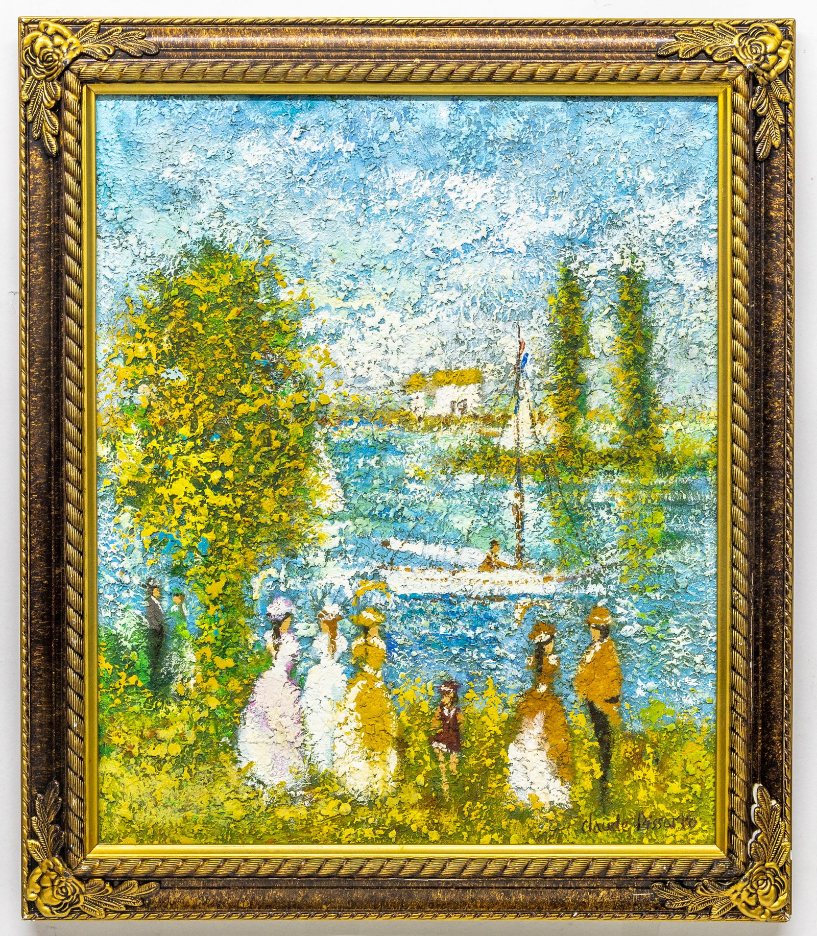 Hughes Claude Pissarro (French, b. 1935), Oil on Canvas Painting: Artist, Year, Title: Hughes Claude Pissarro (French, b. 1935), Untitled Origin: France / Ireland Medium: Oil on canvas Dimensions: with framed 24.5 x 28.5 in wit