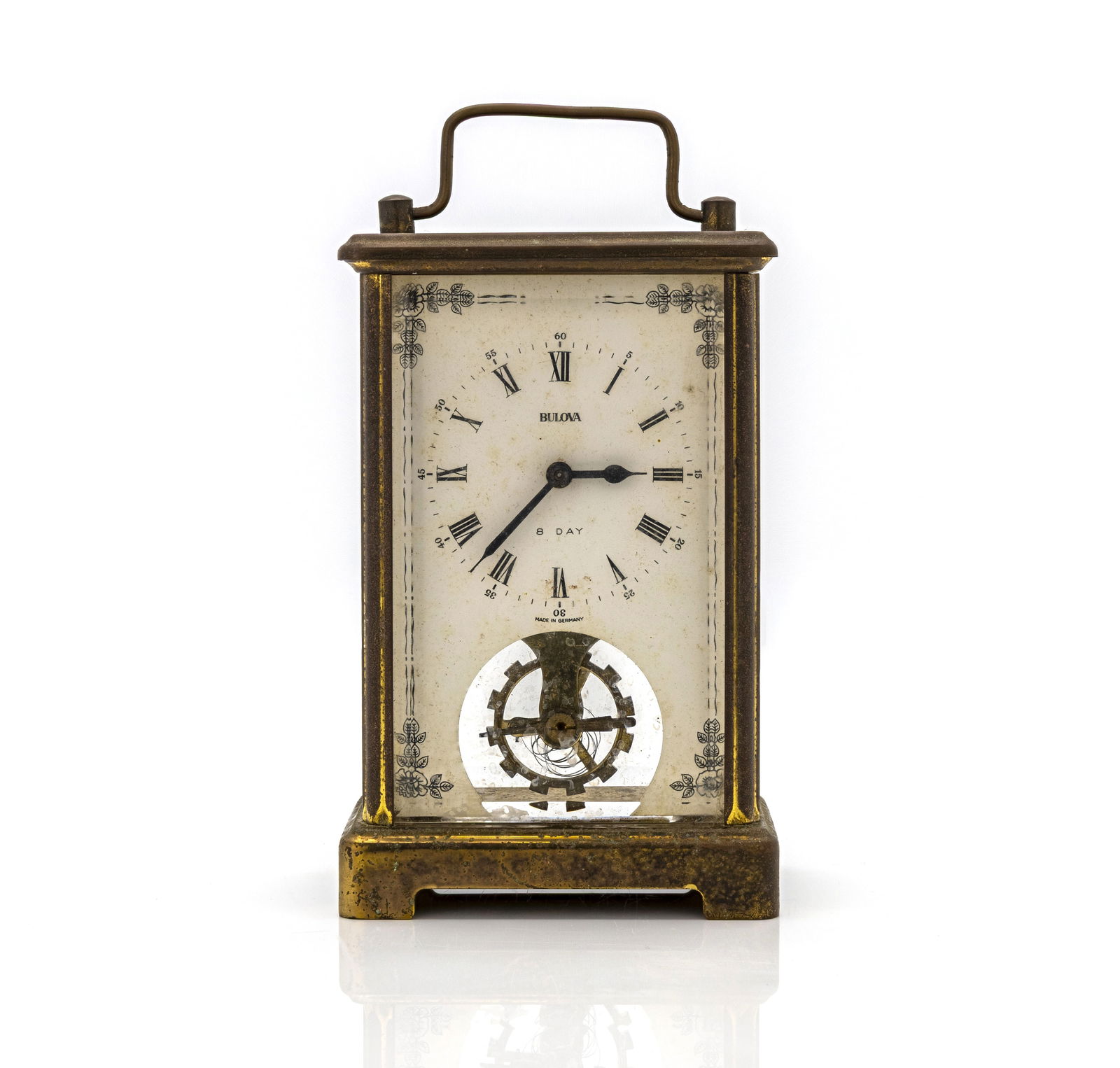 Bulova 8-Day Carriage Clock with Visible Balance Wheel, Germany, 1970s (1 of 7)