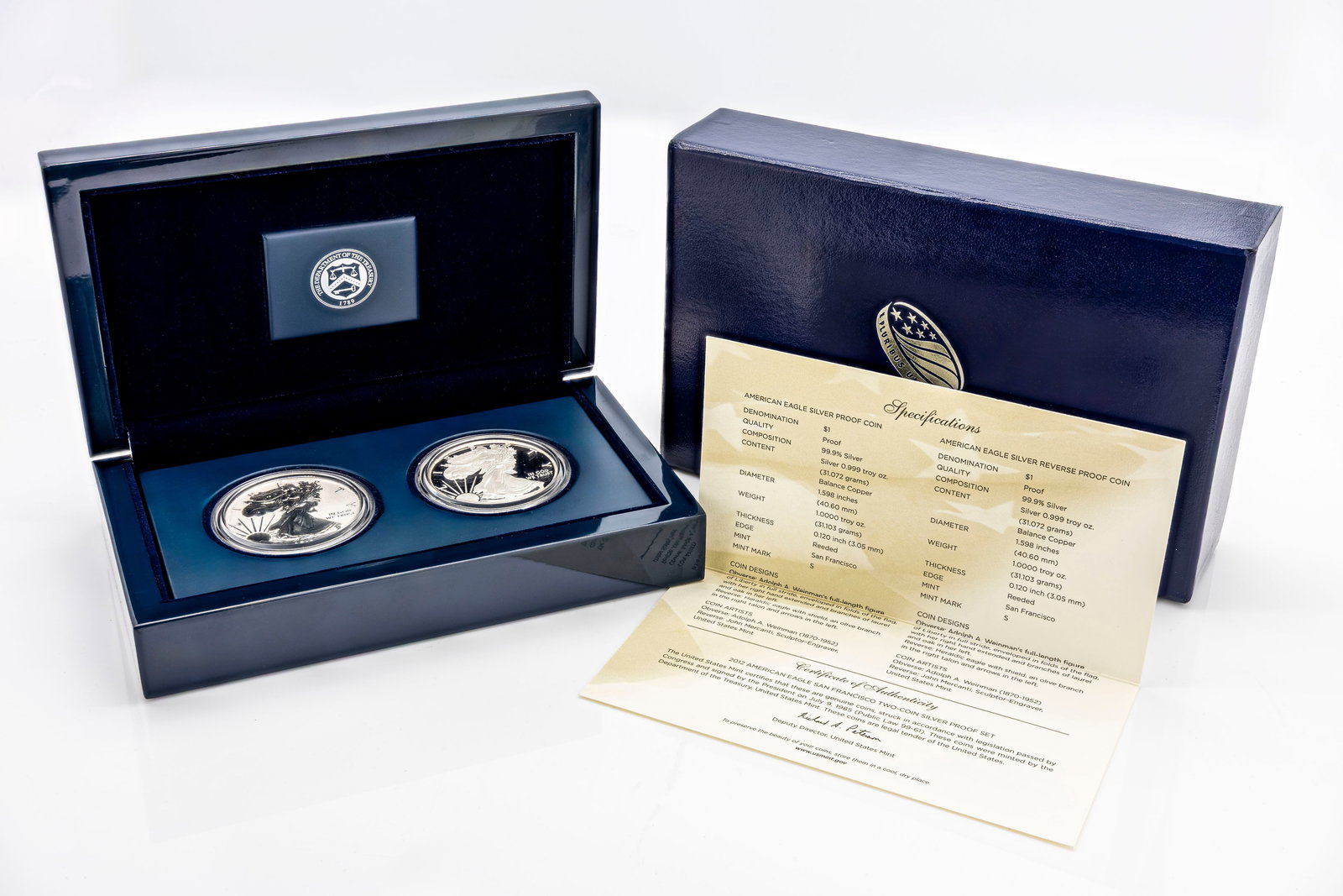 2012 American Silver Eagle Two-Coin San Francisco Set United States Mint COA (1 of 4)