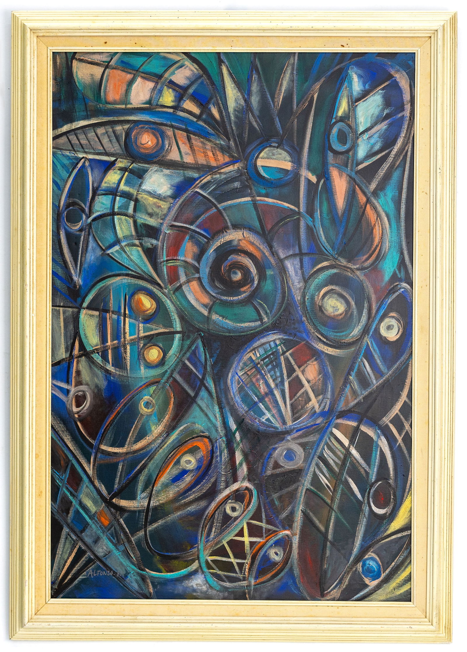 Carlos Alfonzo (Cuban/American 1950-1991) Abstract 1987, Oil on Canvas Painting (1 of 4)