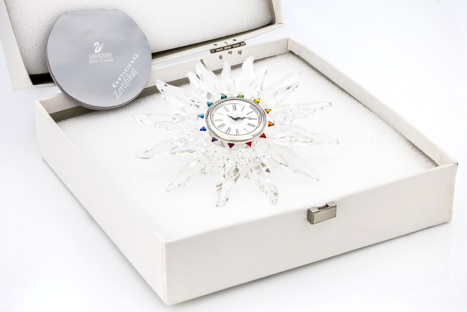 Swarovski Silver "Crystal Time" Table Clock with Box (1 of 7)