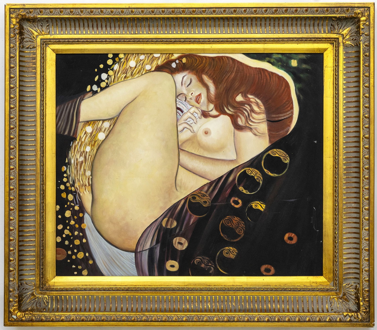 Attr to Gustav Klimt, Oil on Canvas Painting: Artist, Year, Title: Attributed to Gustav Klimt (Austrian, 1862–1918), Danaë (After the Original, Early 20th Century) Origin: European School Medium: Oil on stretched canvas