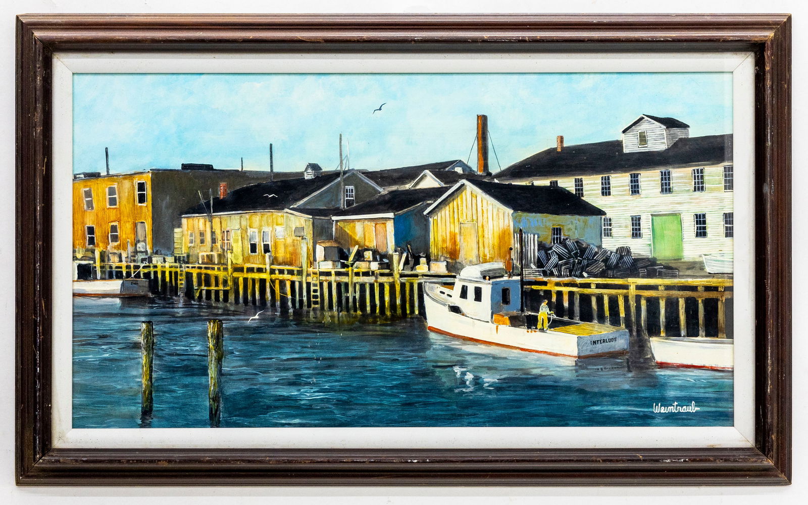 Herbert Weintraub (American, 1934-2019) Harbor with Fishing Boats, Oil on Board Painting (1 of 5)