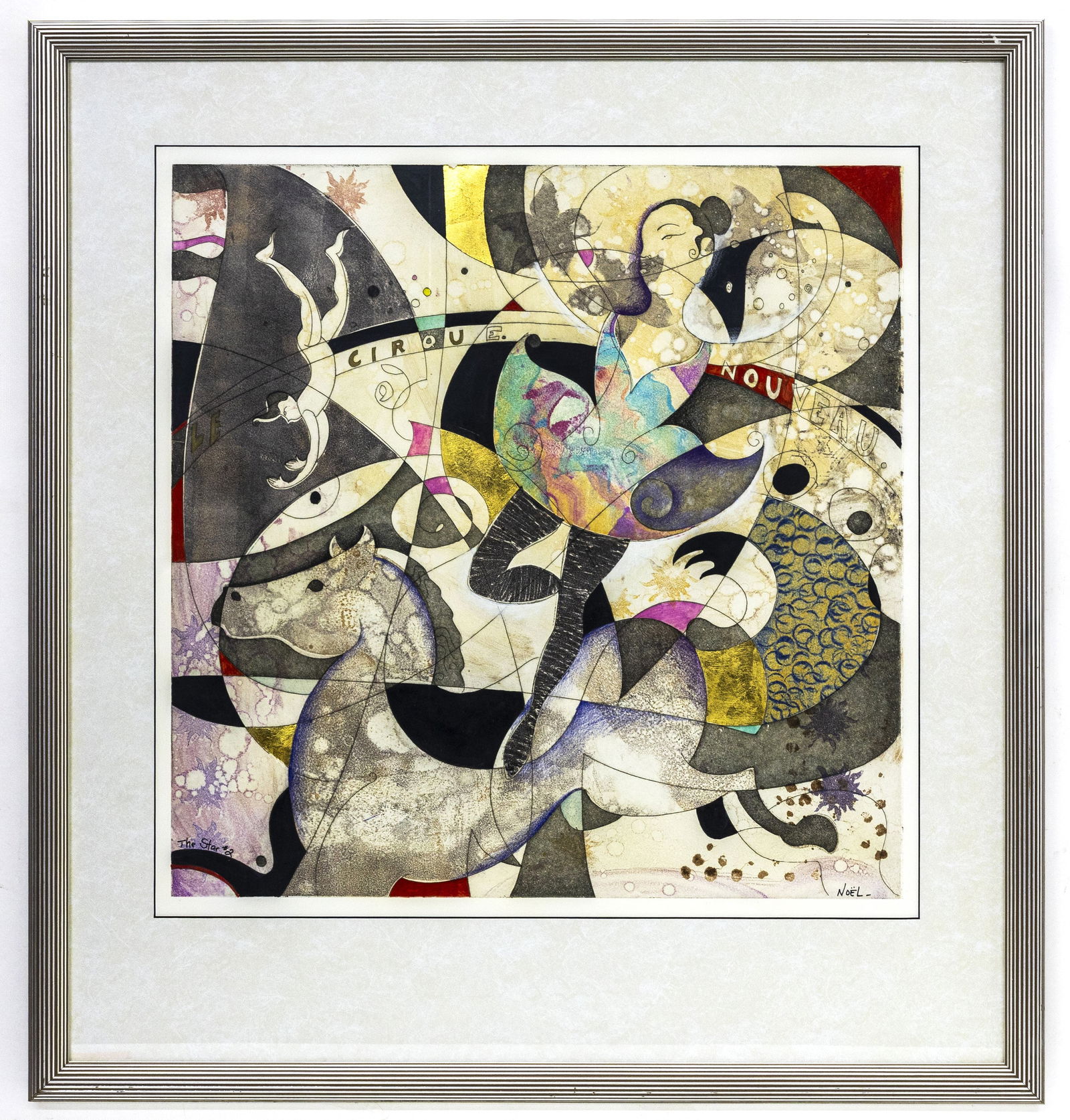 Noel (20th Century), Cirque Nouveau, Mixed Media Painting (1 of 4)