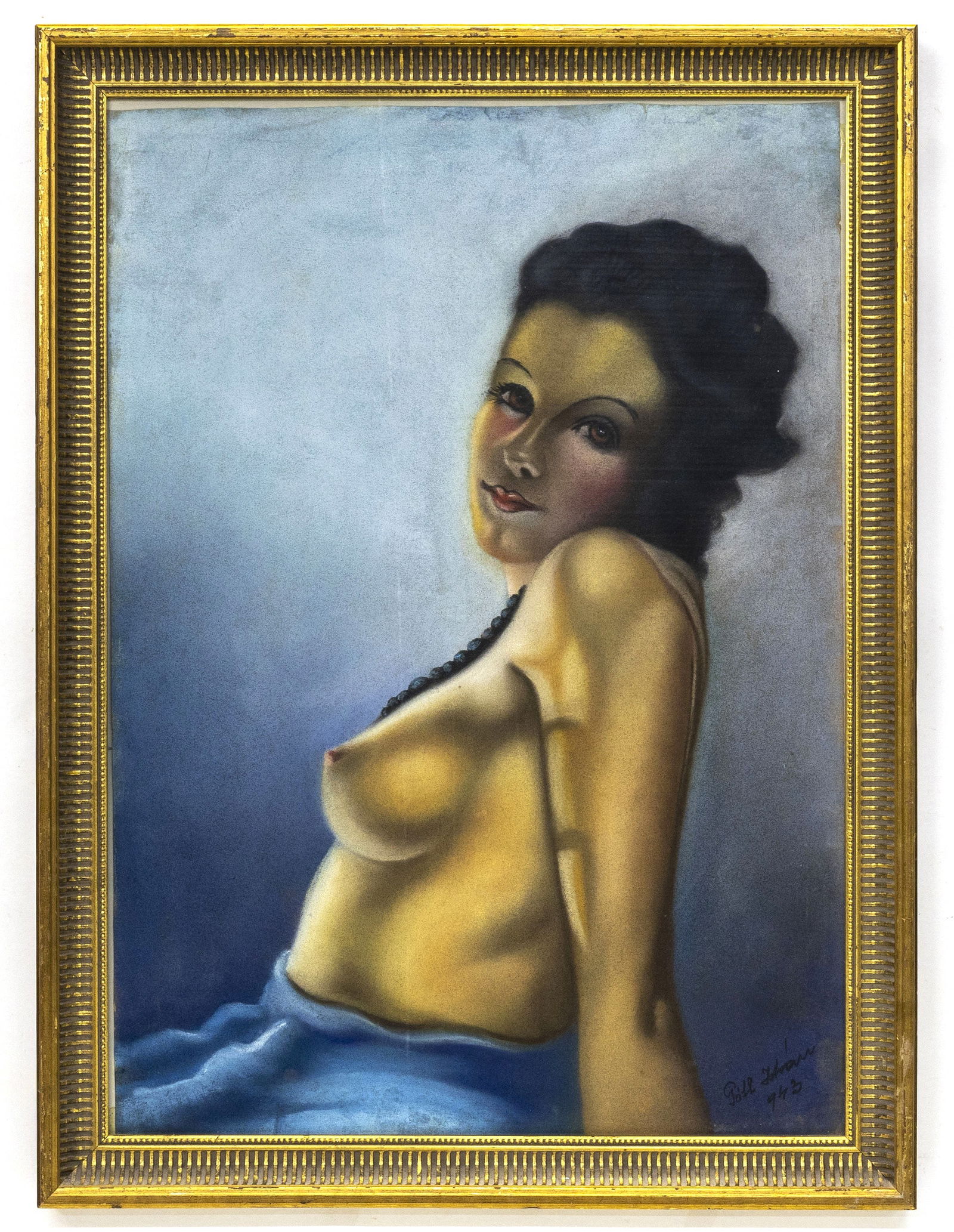 Poll Jetrom (Italian) Reclining Nude, 1943, Pastel on Paper Painting (1 of 4)