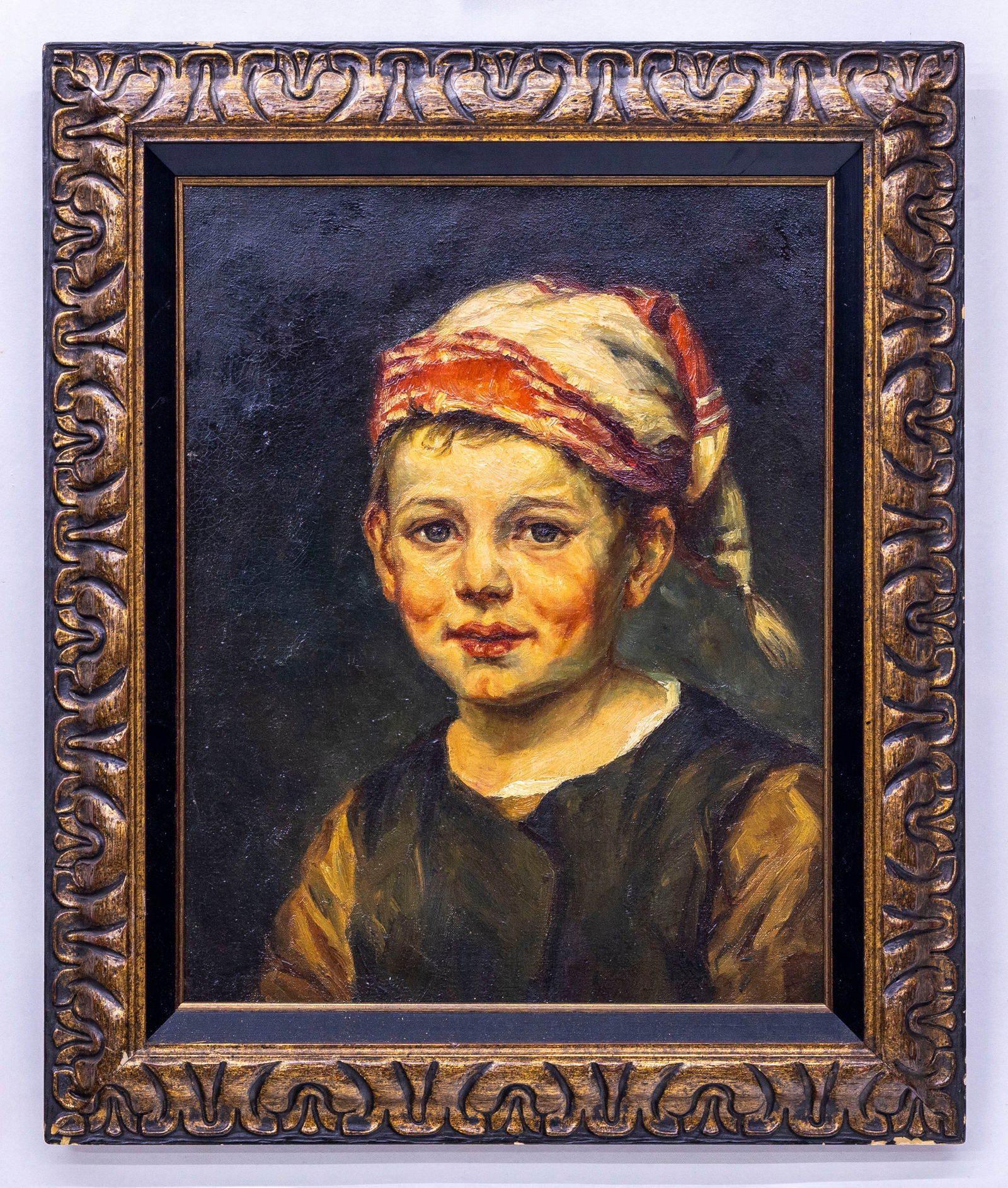In the style of Paul Janert, Portrait of a Young Boy, Oil on Canvas Painting (1 of 3)