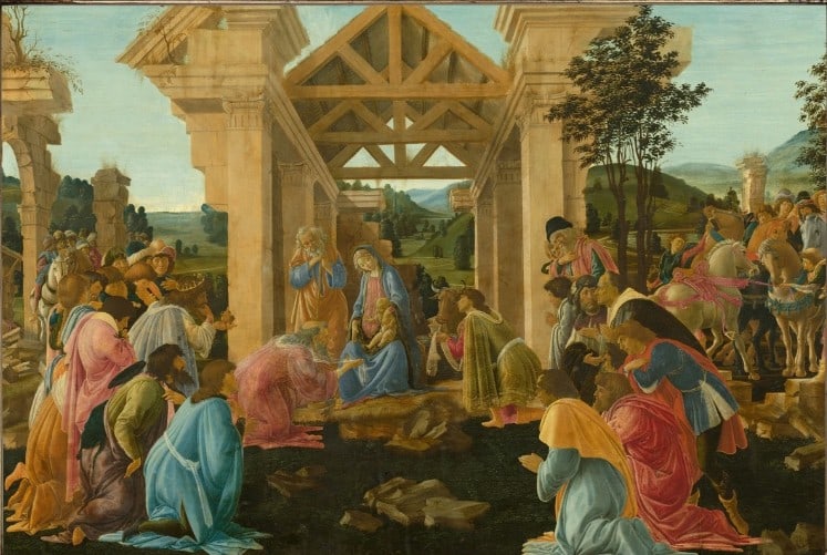 Attr to Sandro Botticelli (Italian, 1445-1510), The Adoration of the Magi, Oil on Board Painting (1 of 6)