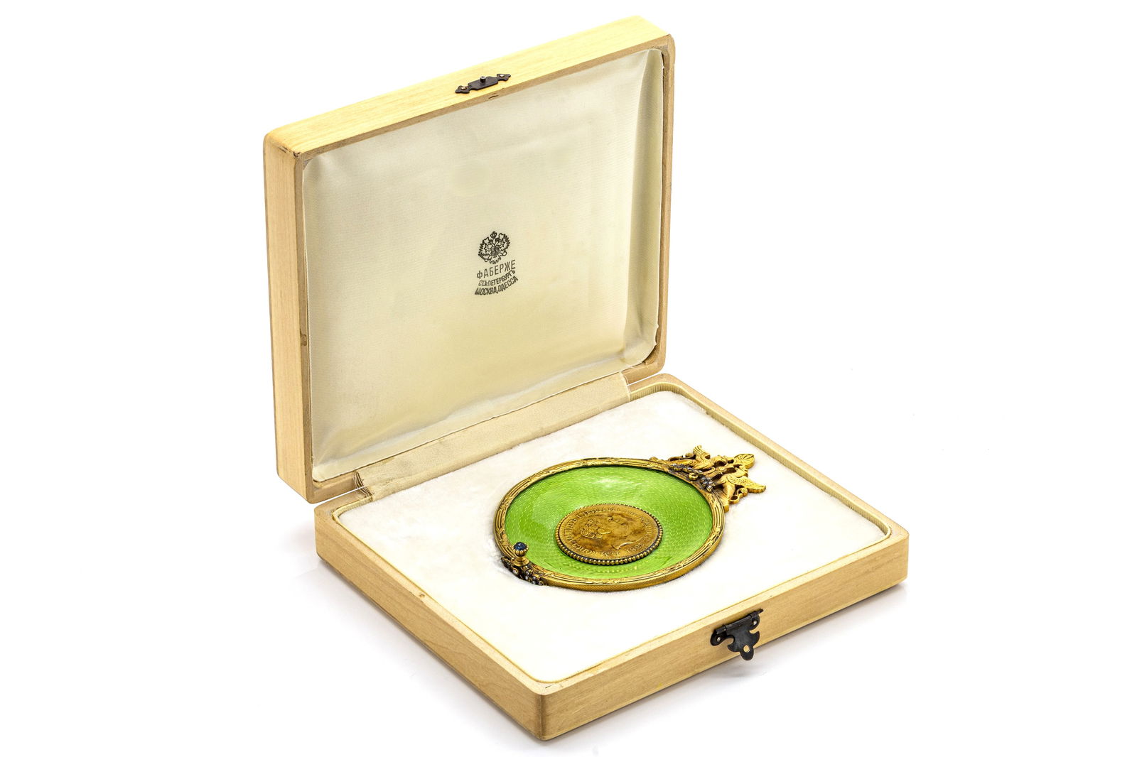 Faberge Era Russian Silver & Guilloche Enamel Kovsch with Imperial coin (1 of 7)