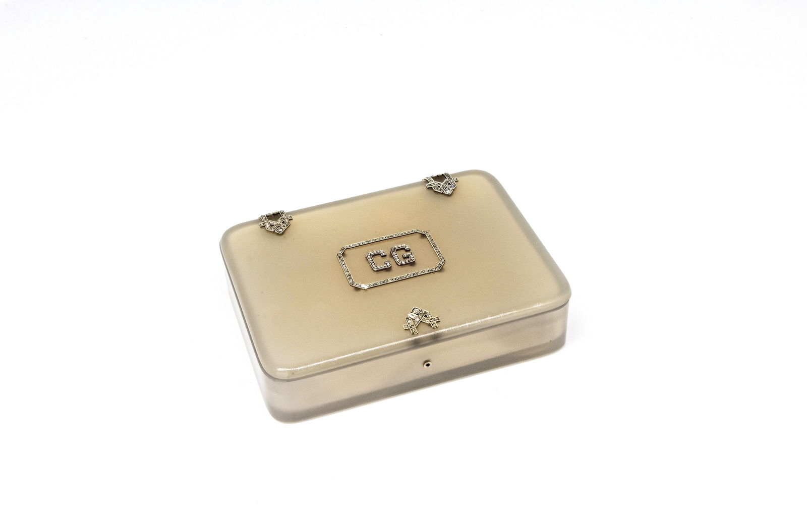 Art Deco Style Agate & Diamond Vanity Box with 148K Gold Mounts, in the Style of Cartier (1 of 9)