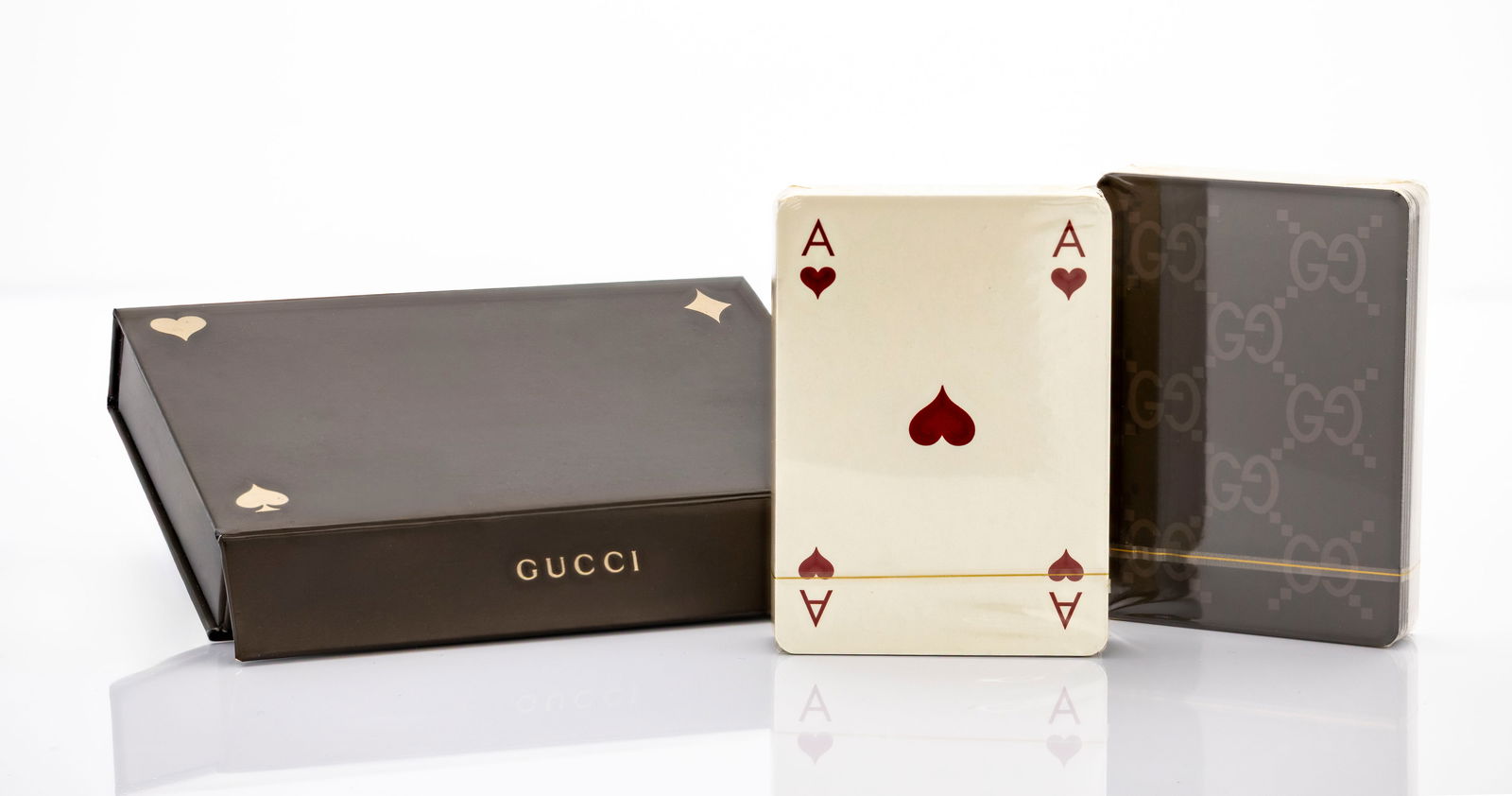 Gucci Double Deck Playing Cards Set in Original Box (Guccio Gucci S.p.A., Italy): Title: Gucci Double Deck Playing Cards Set in Original Box (Guccio Gucci S.p.A., Italy) Brand / Maker: Gucci (Guccio Gucci S.p.A.), Italy Period / Date: Late 20th Century / Early 21st