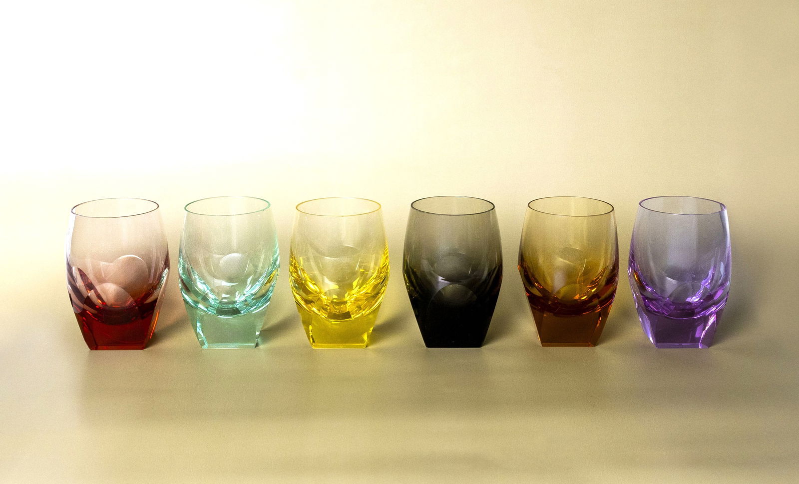 Moser "Bar" Highball Glasses Set of 6 Multicolor, 5": Title: Moser "Bar" Highball Glasses Set of 6 Multicolor, 5” Brand: Moser Pattern: Bar (designed in 1934 by Rudolf Eschler) Origin: Made in Czech Republic</