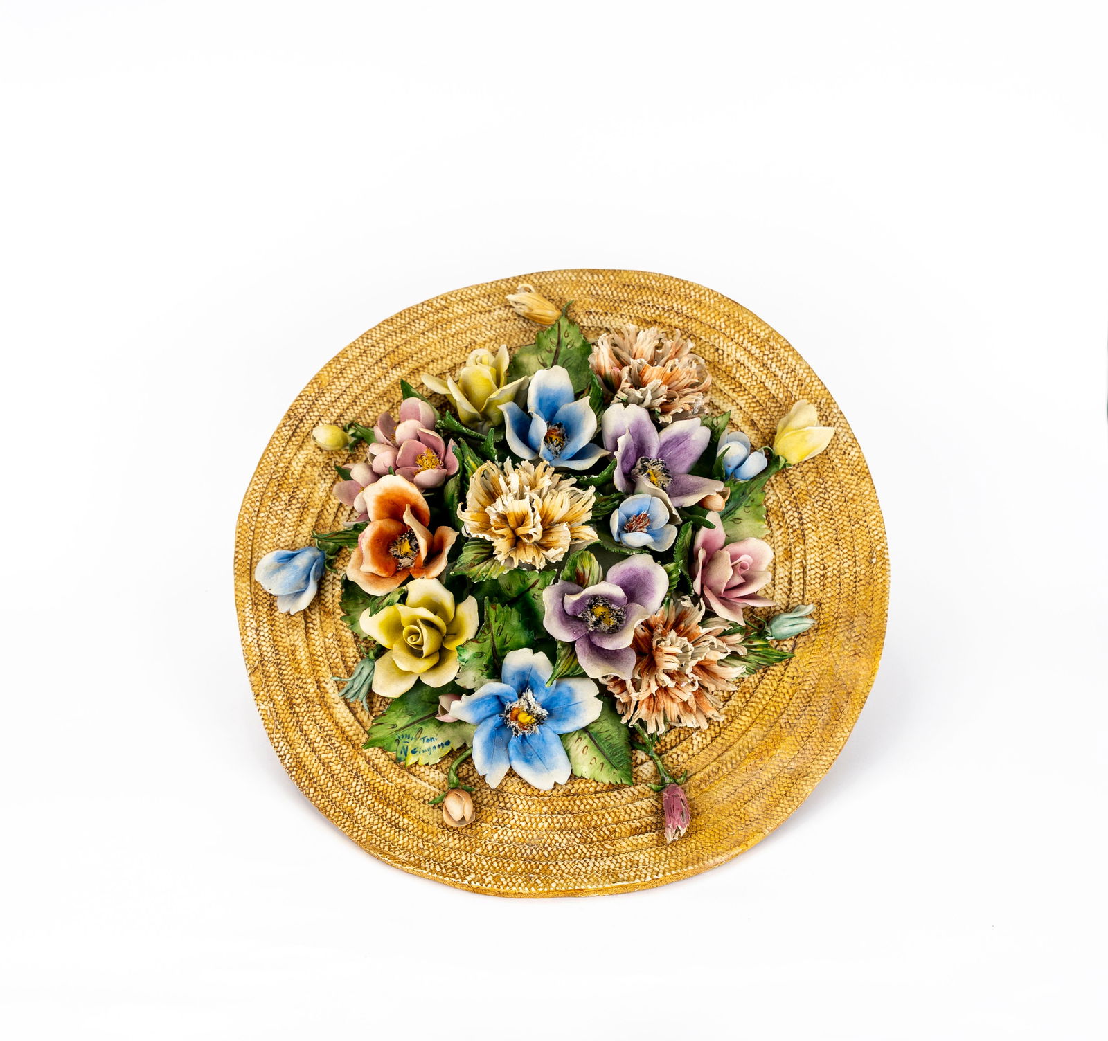 Toni N. Giugno (Italy) Cappa de Monte, Hand-Made Ceramic Floral Hat Sculpture (1 of 7)